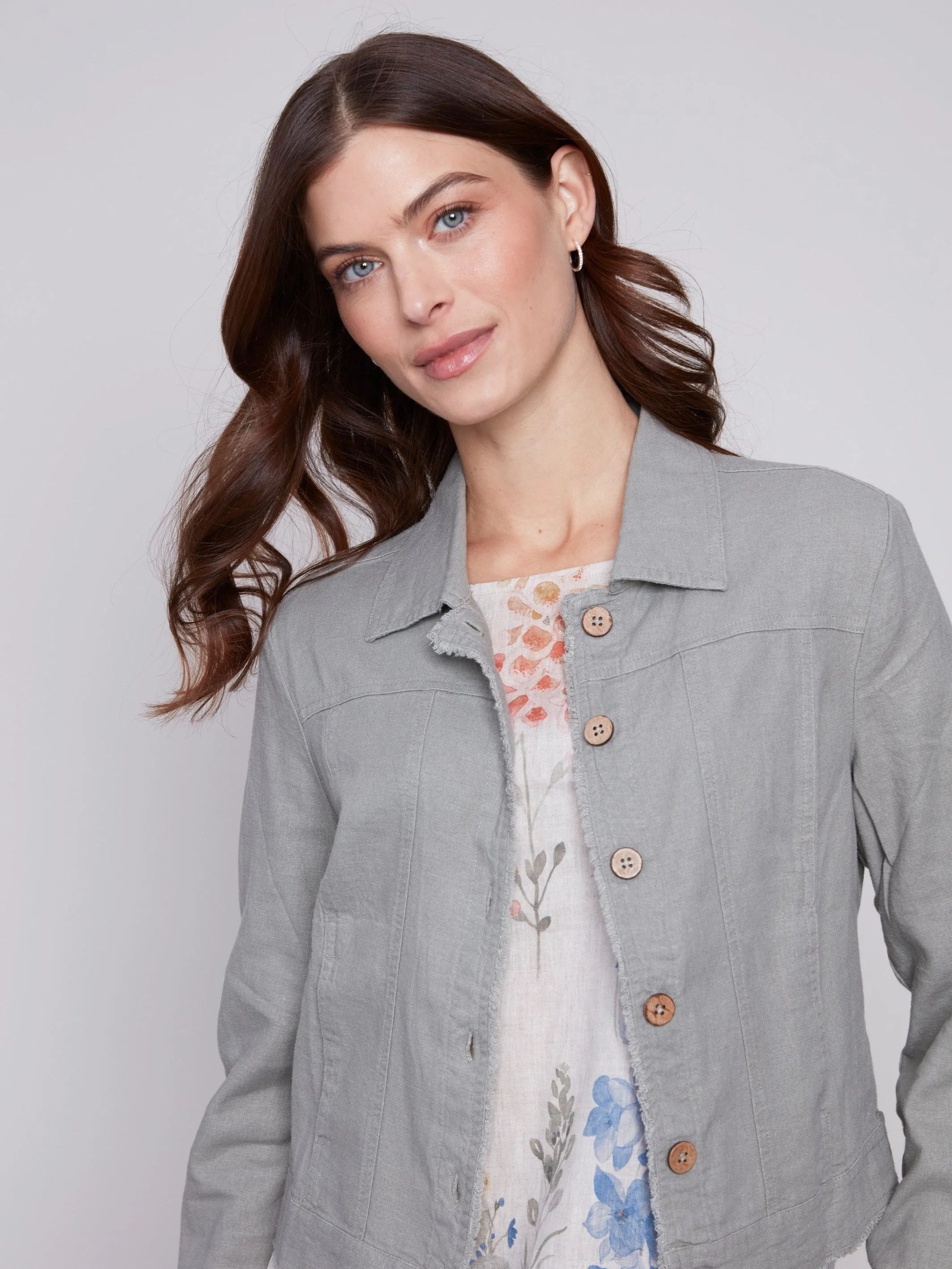 Linen Blend Jacket - Celadon sold by Charlie B product image thumbnail 3