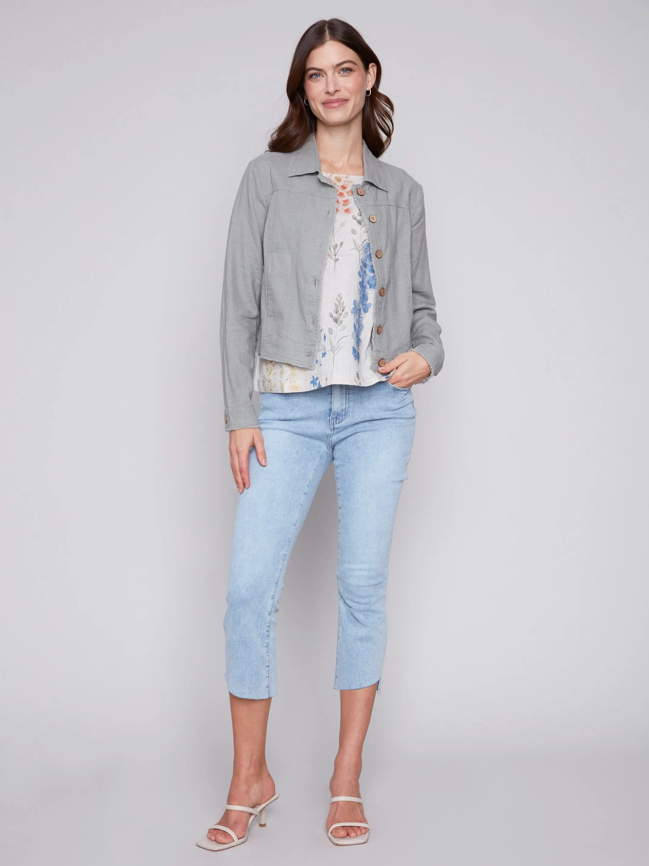 Linen Blend Jacket - Celadon sold by Charlie B product image thumbnail 2