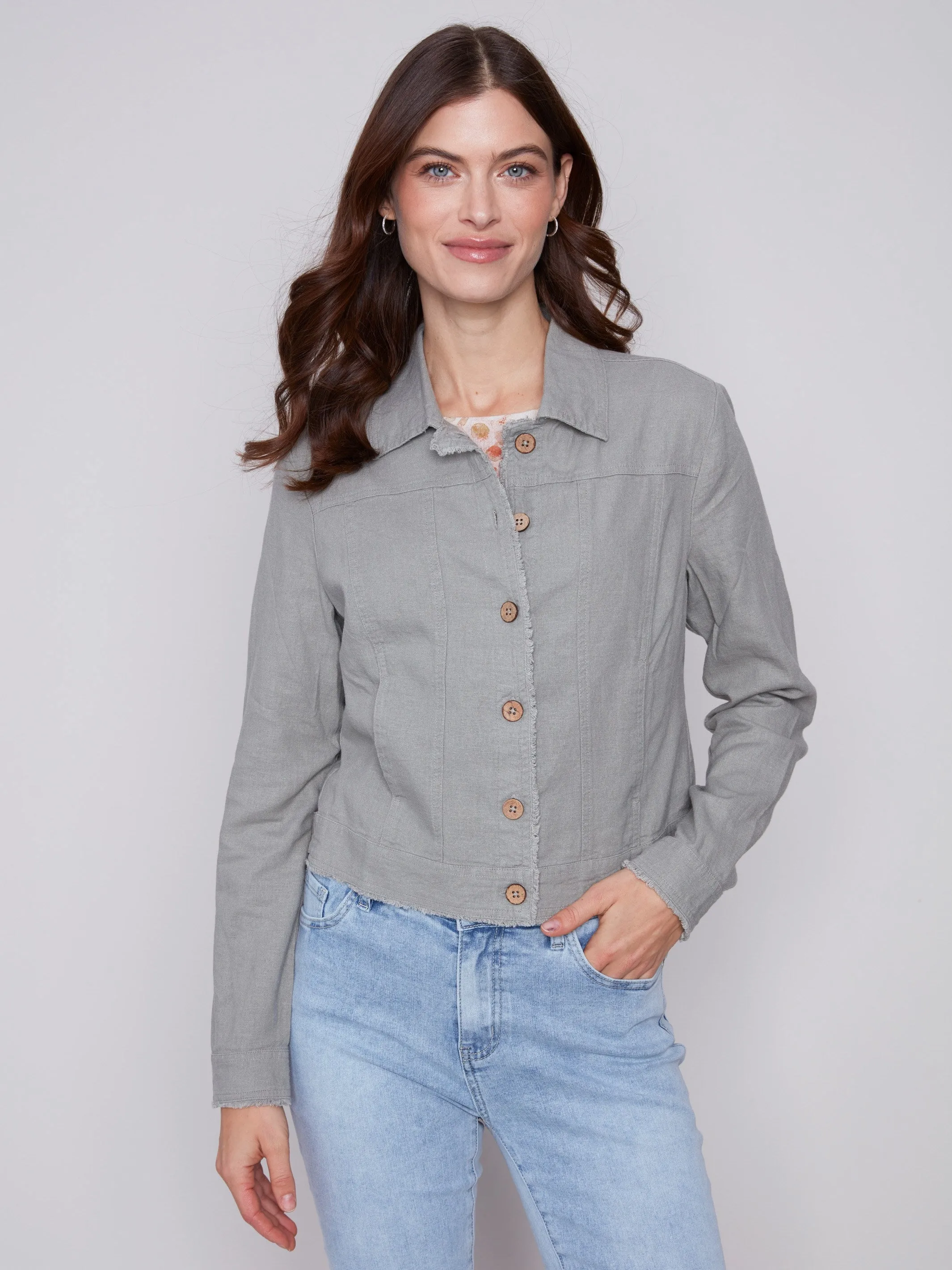 Linen Blend Jacket - Celadon sold by Charlie B product image thumbnail 4