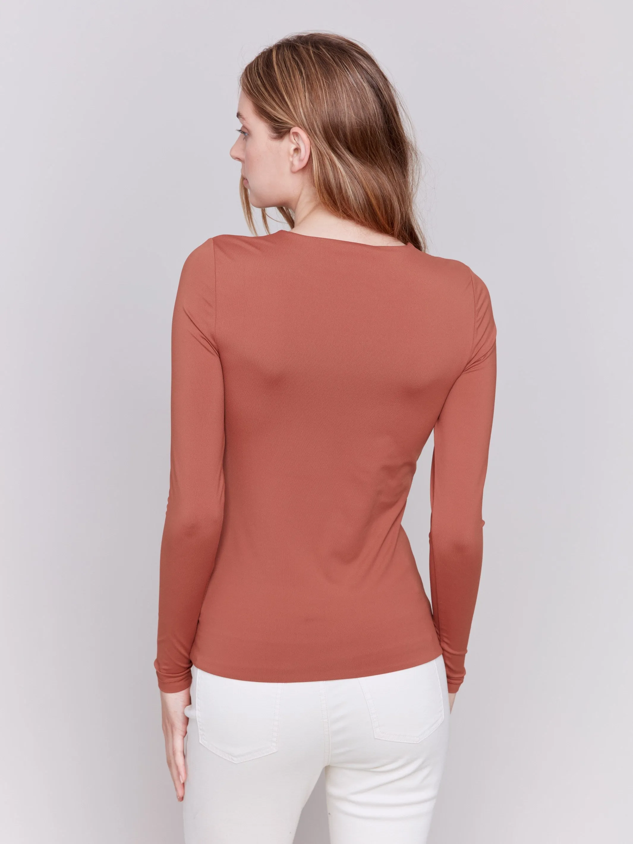 Long Sleeve Super Stretch Top - Terracotta sold by Charlie B product image thumbnail 3