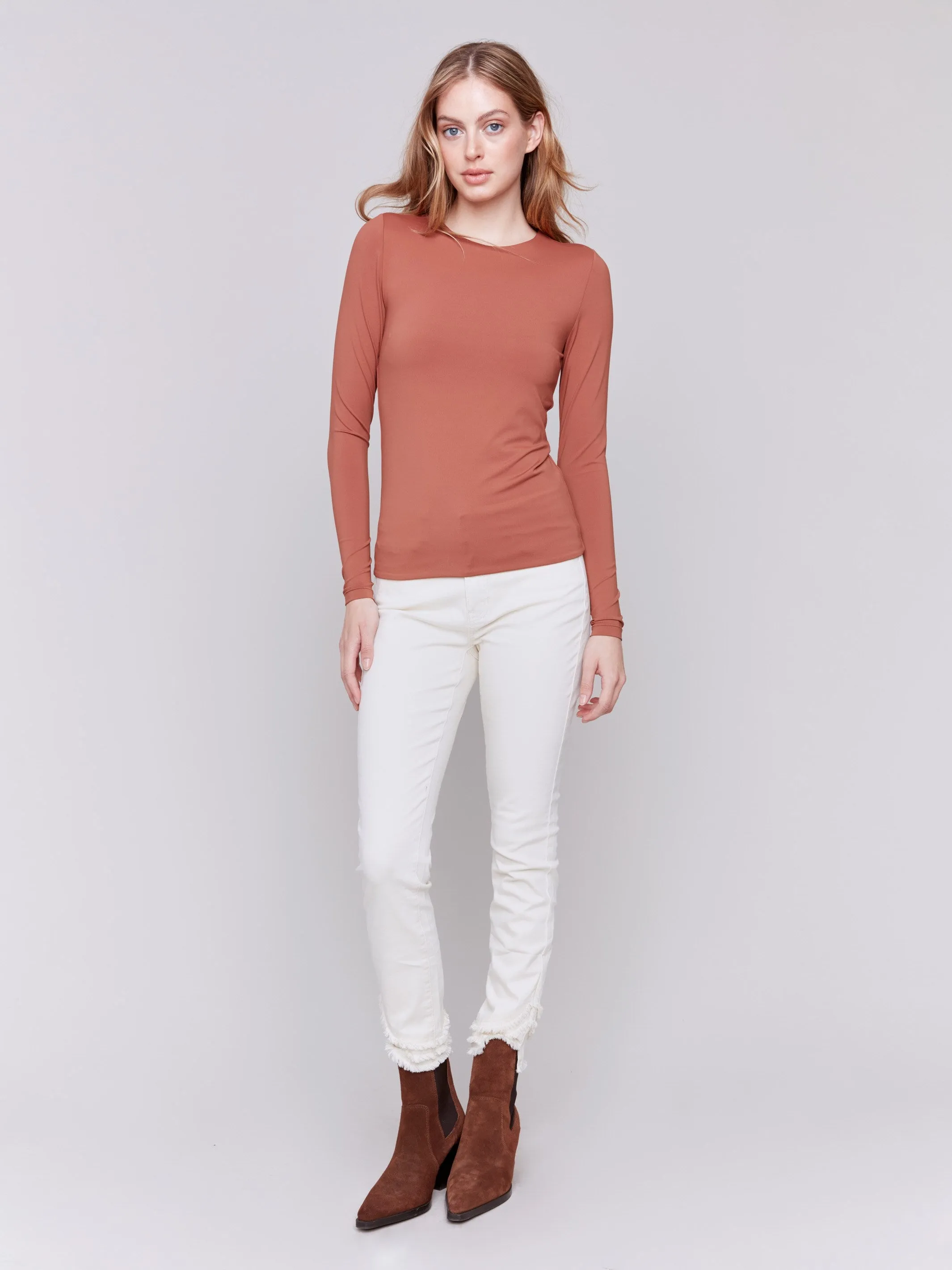 Long Sleeve Super Stretch Top - Terracotta sold by Charlie B product image thumbnail 4