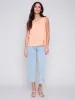 Sleeveless Linen Top with Slit - Tangerine sold by Charlie B