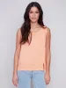 Sleeveless Linen Top with Slit - Tangerine sold by Charlie B