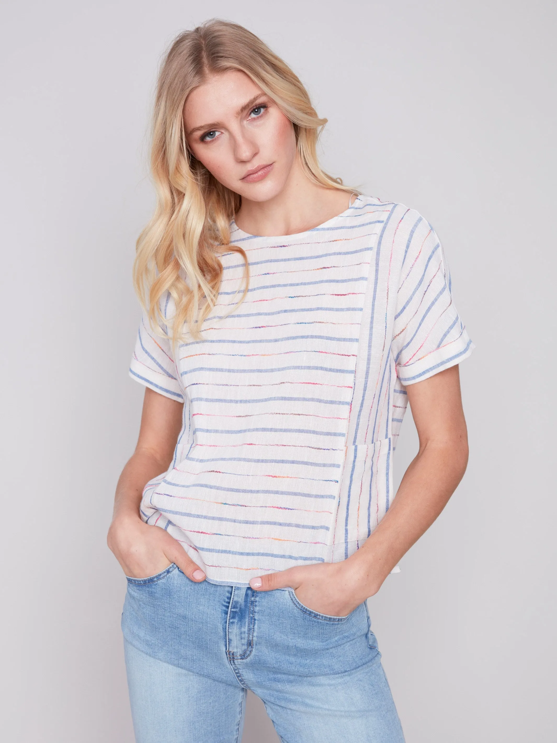 Cotton Linen Blend Dolman Top - Sky sold by Charlie B product image thumbnail 5