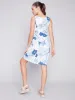Sleeveless Printed A-Line Linen Dress - Blue sold by Charlie B