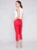 Cropped Bootcut Twill Pants with Asymmetrical Hem - Cherry sold by Charlie B