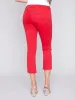 Cropped Bootcut Twill Pants with Asymmetrical Hem - Cherry sold by Charlie B