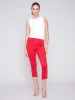 Cropped Bootcut Twill Pants with Asymmetrical Hem - Cherry sold by Charlie B