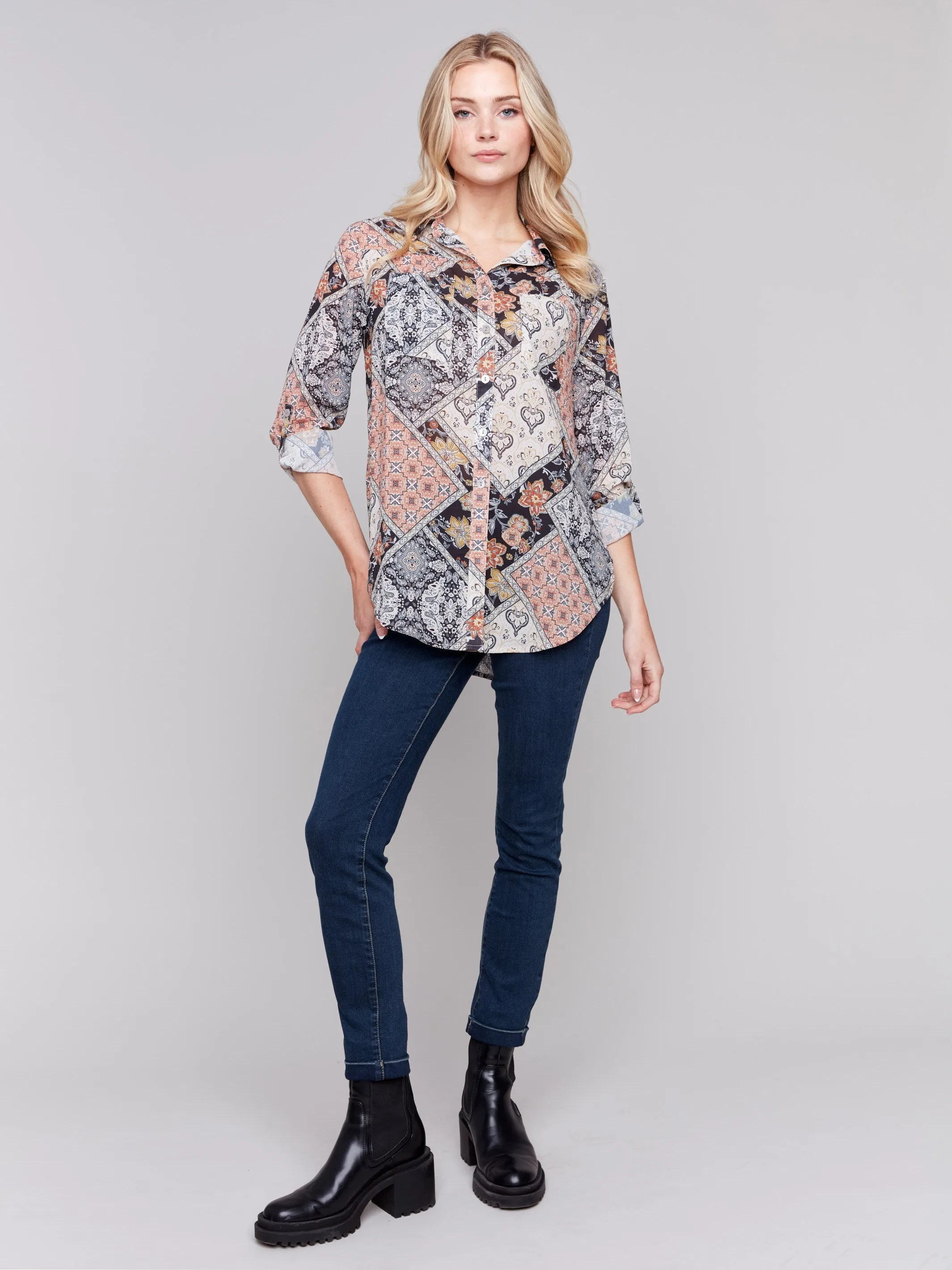 Printed Button-Front Blouse - Paisley sold by Charlie B product image thumbnail 3