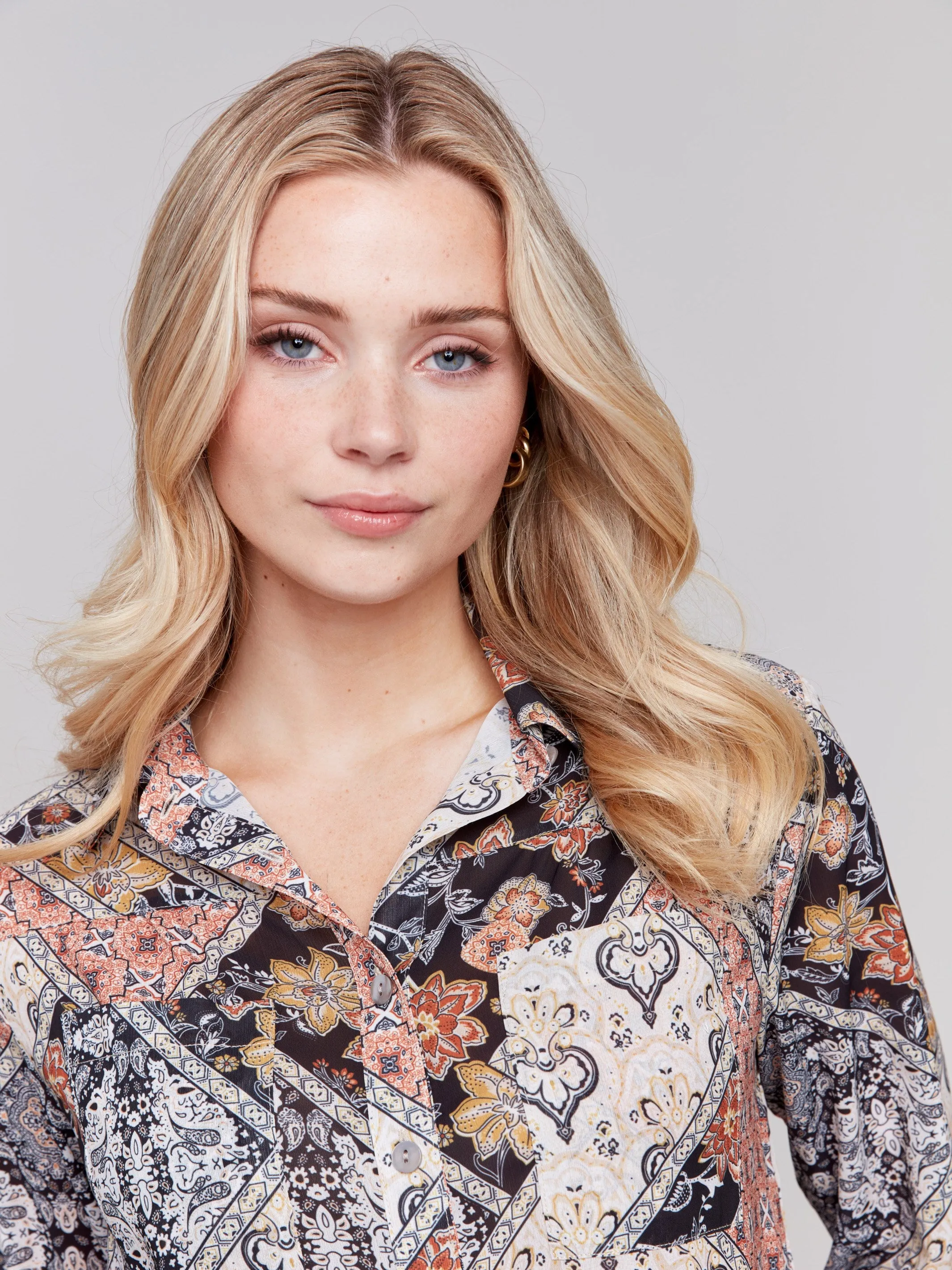 Printed Button-Front Blouse - Paisley sold by Charlie B product image thumbnail 4
