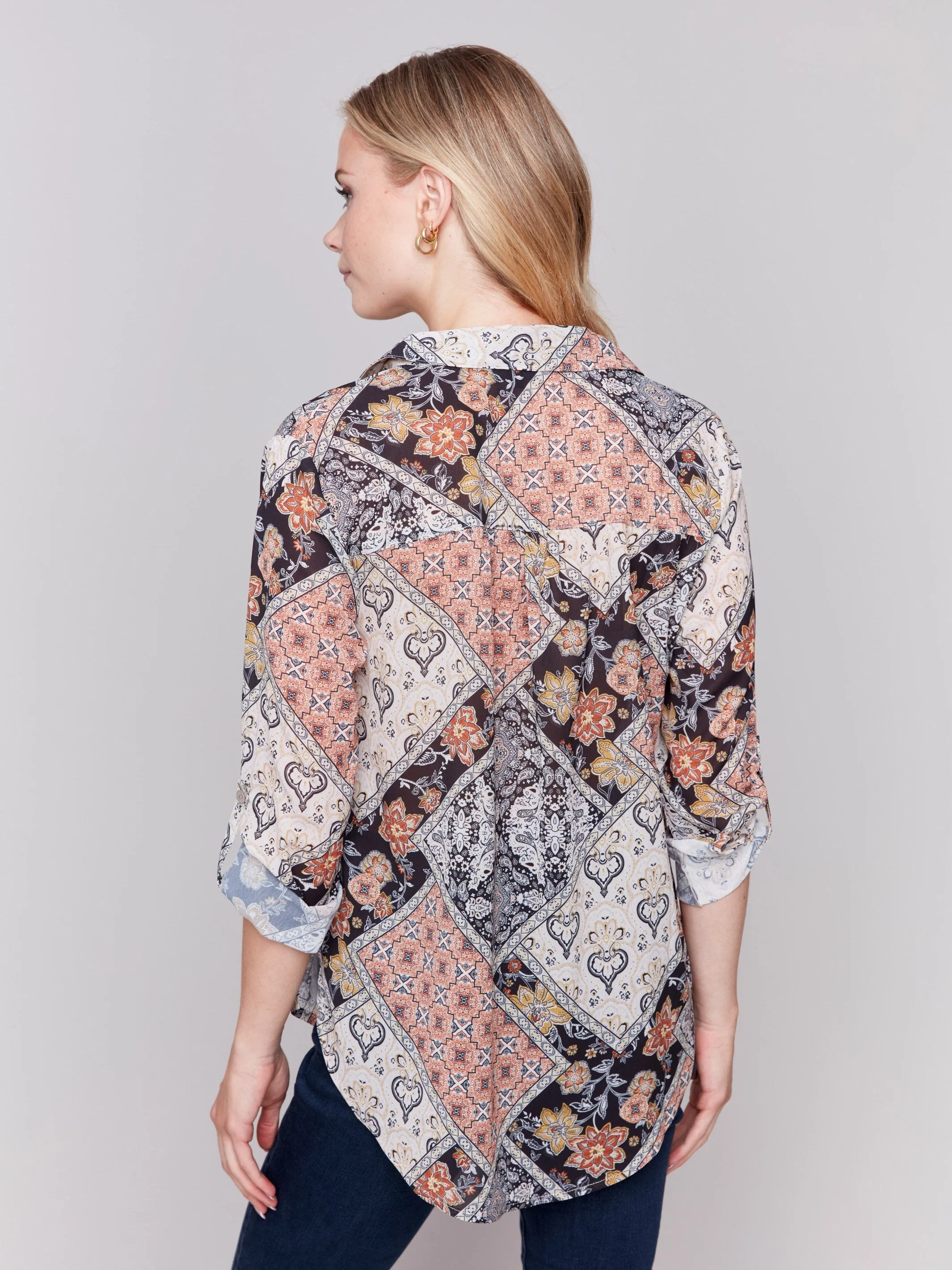 Printed Button-Front Blouse - Paisley sold by Charlie B product image thumbnail 5