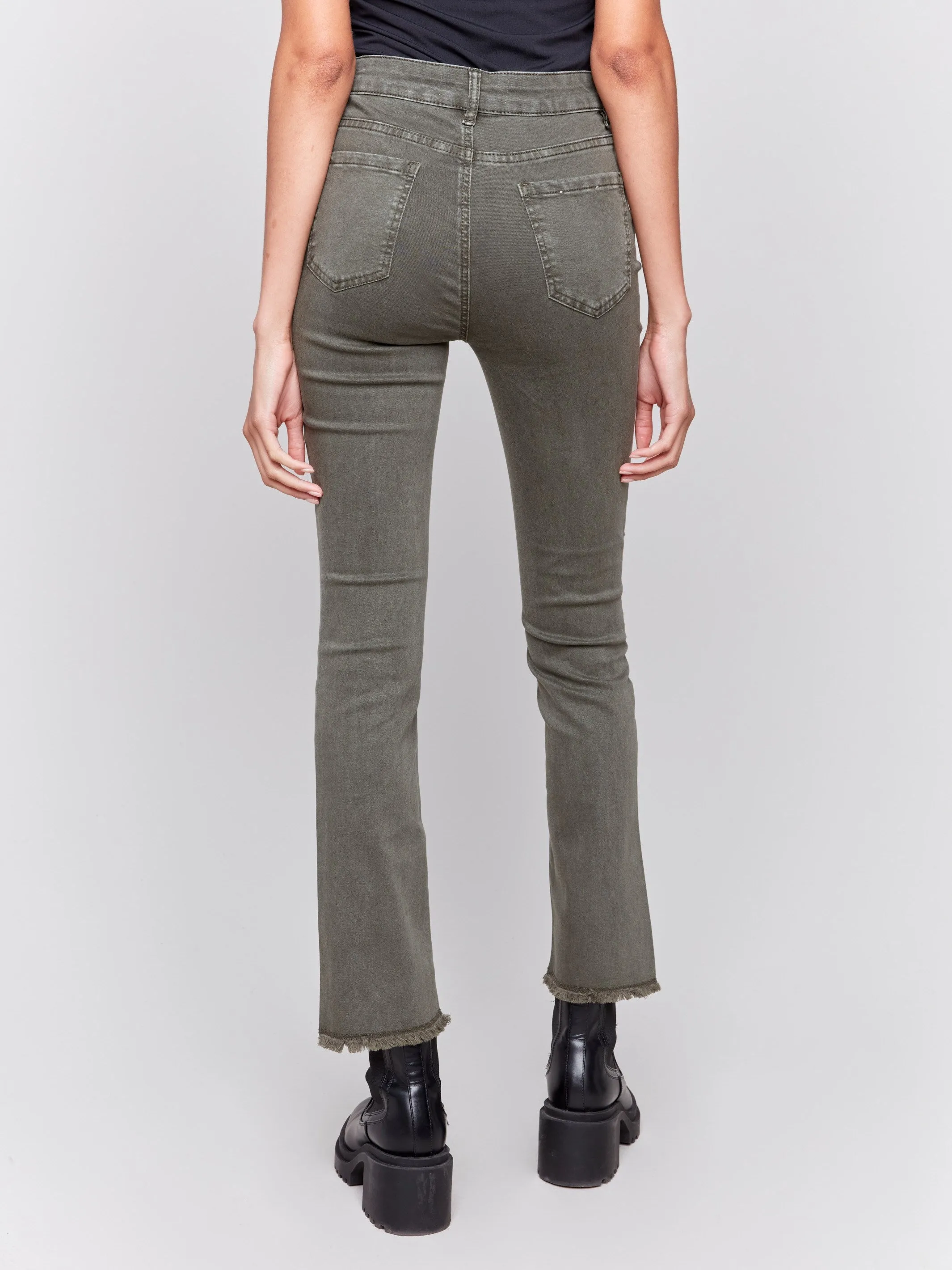 Bootcut Twill Pants With Asymmetrical Hem - Spruce sold by Charlie B product image thumbnail 4
