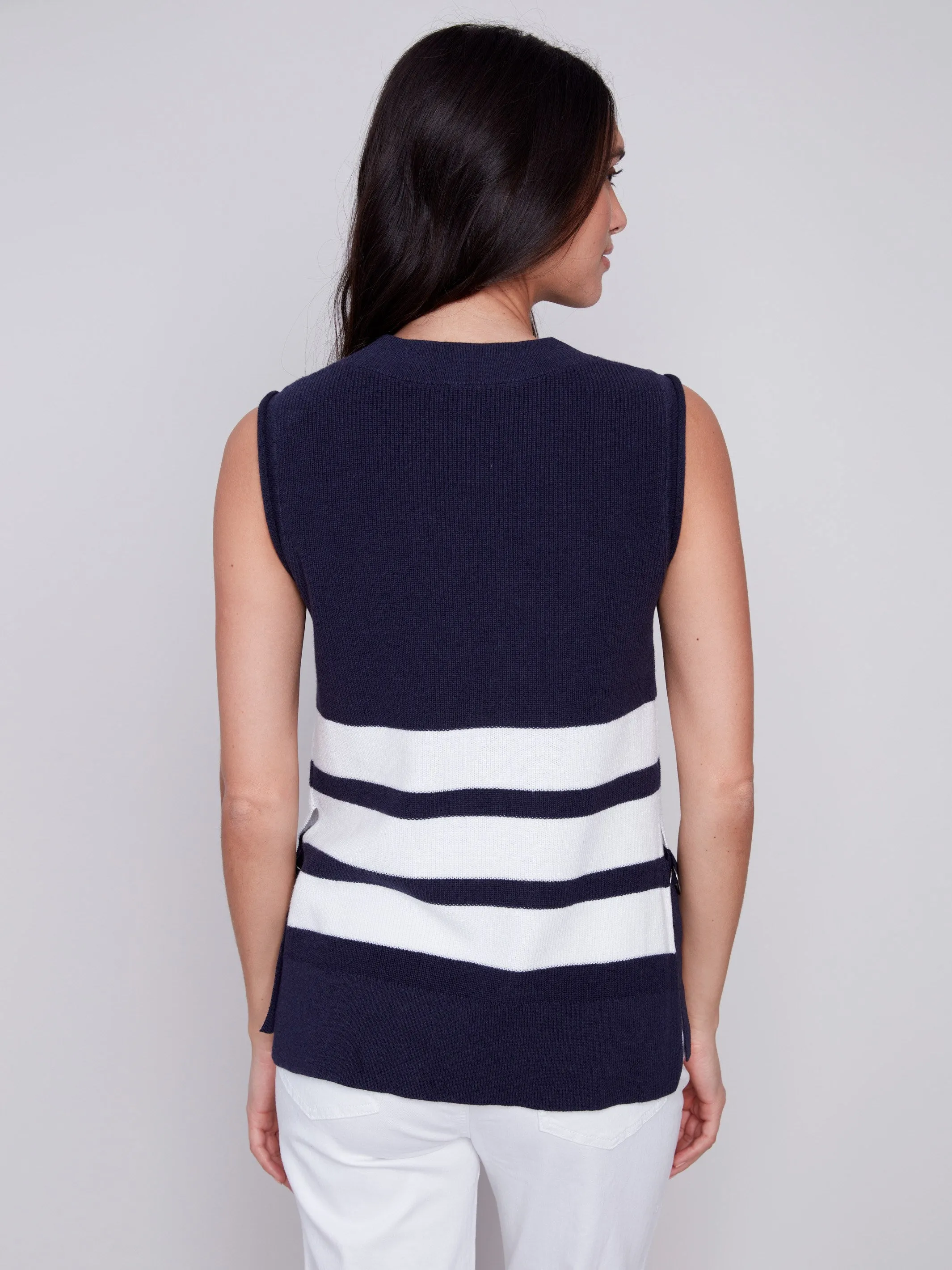 Striped Sweater Vest - Navy sold by Charlie B product image thumbnail 5