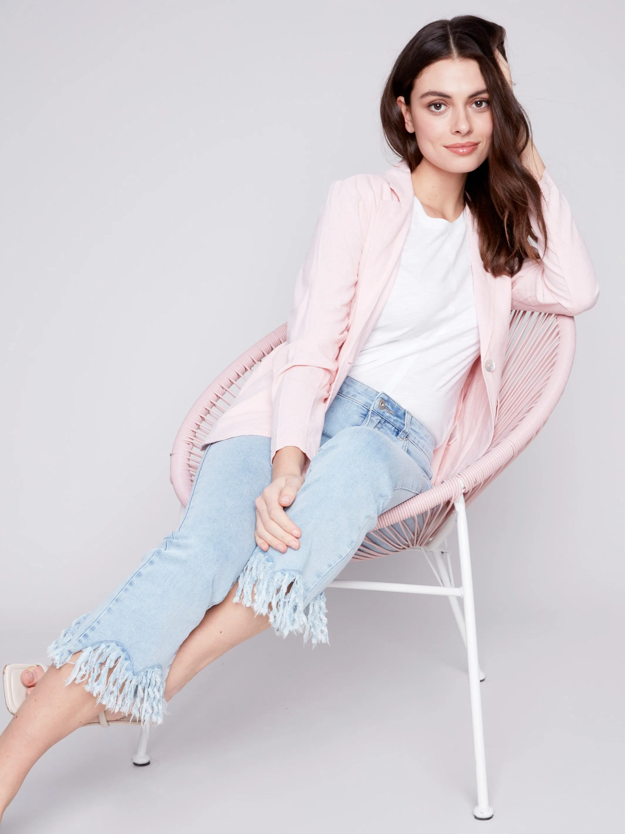 Light Linen Blend Blazer - Lotus sold by Charlie B product image thumbnail 5