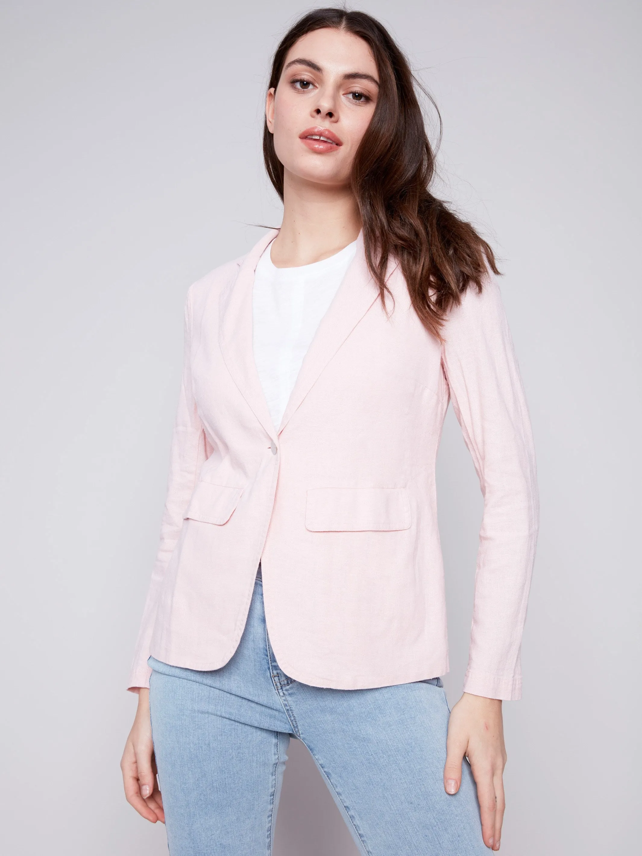 Light Linen Blend Blazer - Lotus sold by Charlie B