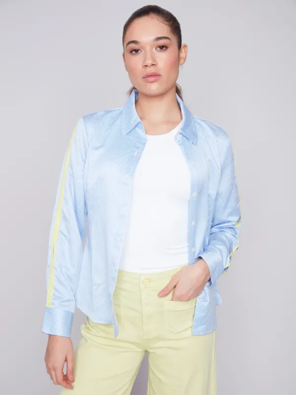 Striped Poplin Shirt - Sky sold by Charlie B