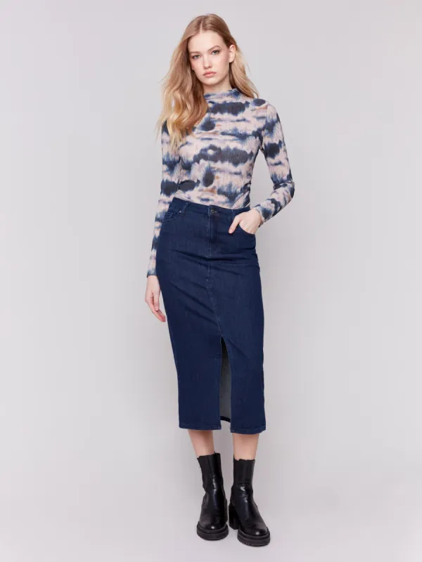 Long Denim Skirt - Blue Black sold by Charlie B