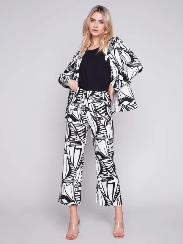 Printed Cropped Linen Blend Pants - Breeze sold by Charlie B
