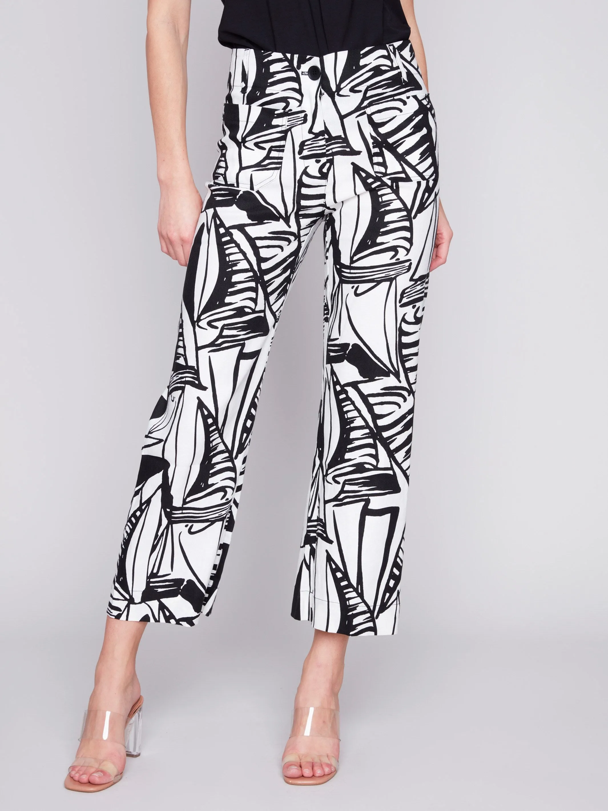 Printed Cropped Linen Blend Pants - Breeze sold by Charlie B product image thumbnail 2