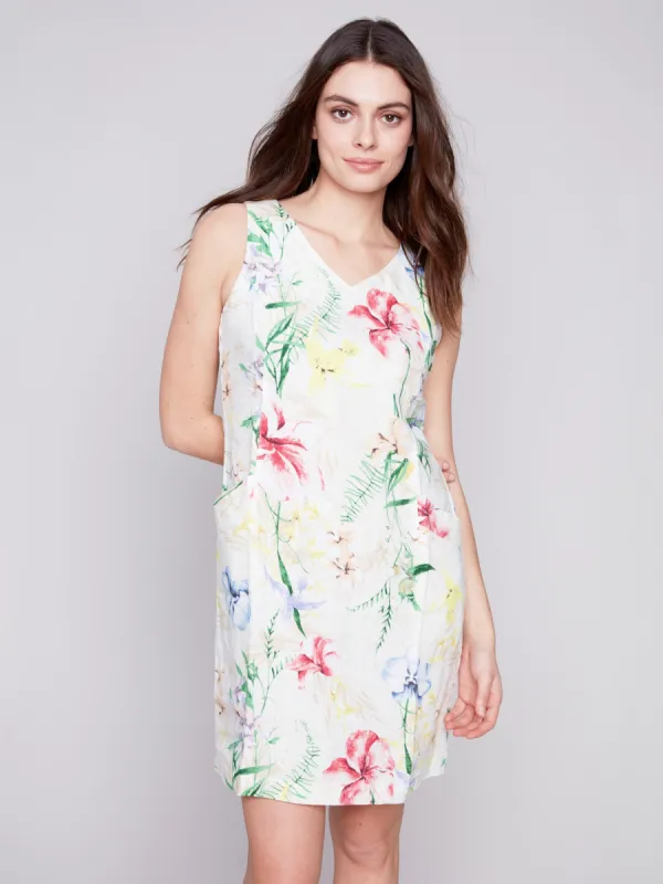 Sleeveless Printed Linen Dress - Wildflower sold by Charlie B
