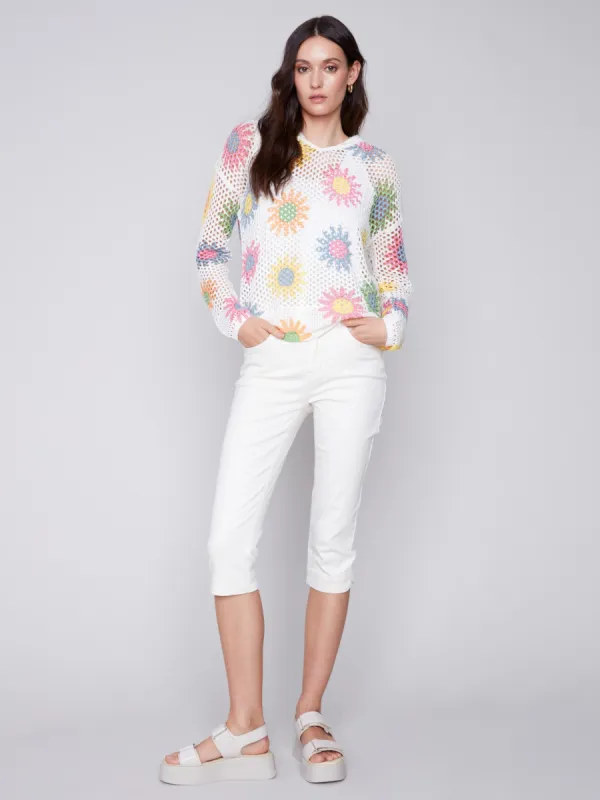 Knee High Capri Twill Pants - Natural sold by Charlie B