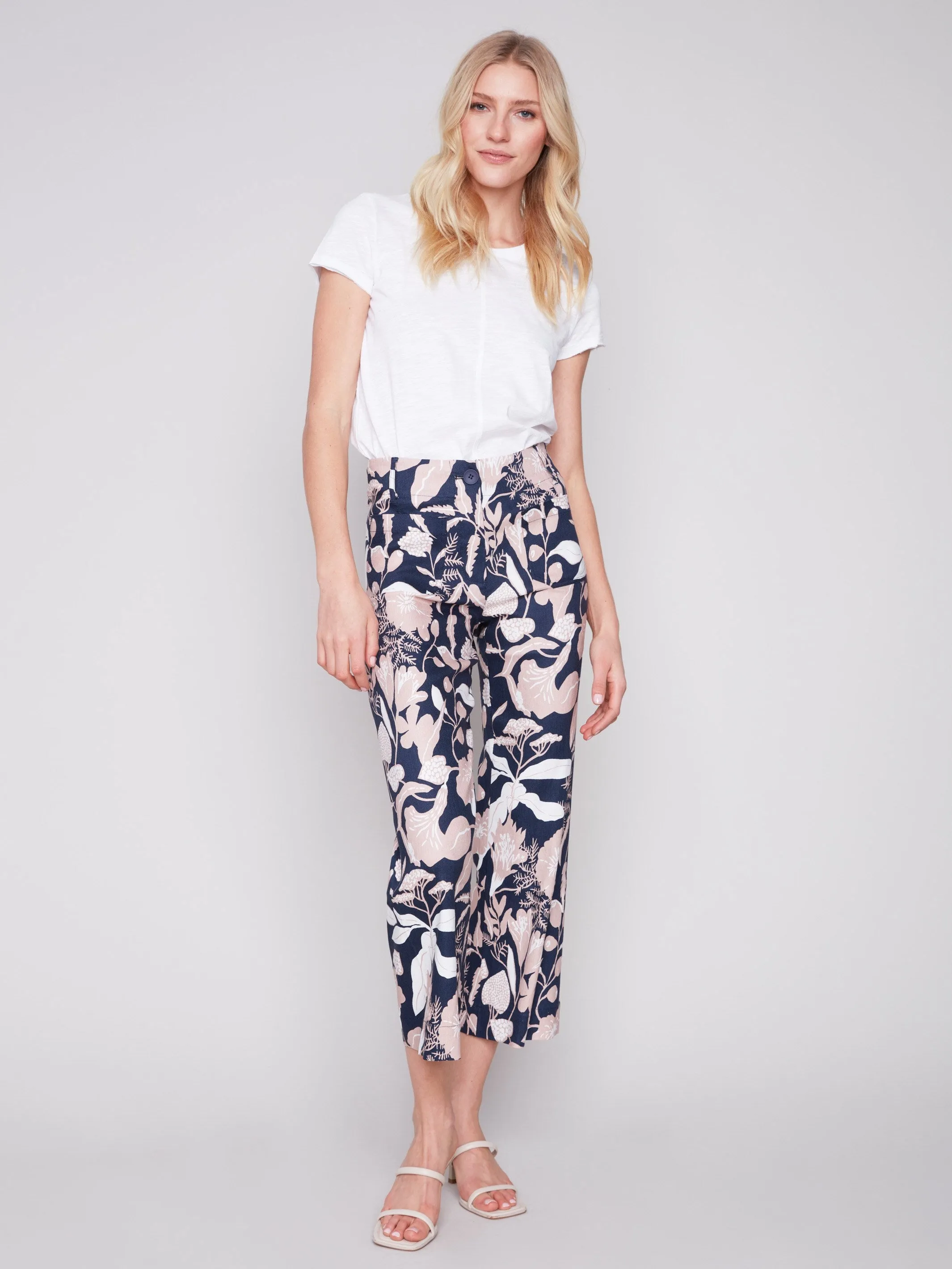 Printed Cropped Linen Blend Pants - Flourish sold by Charlie B product image thumbnail 5
