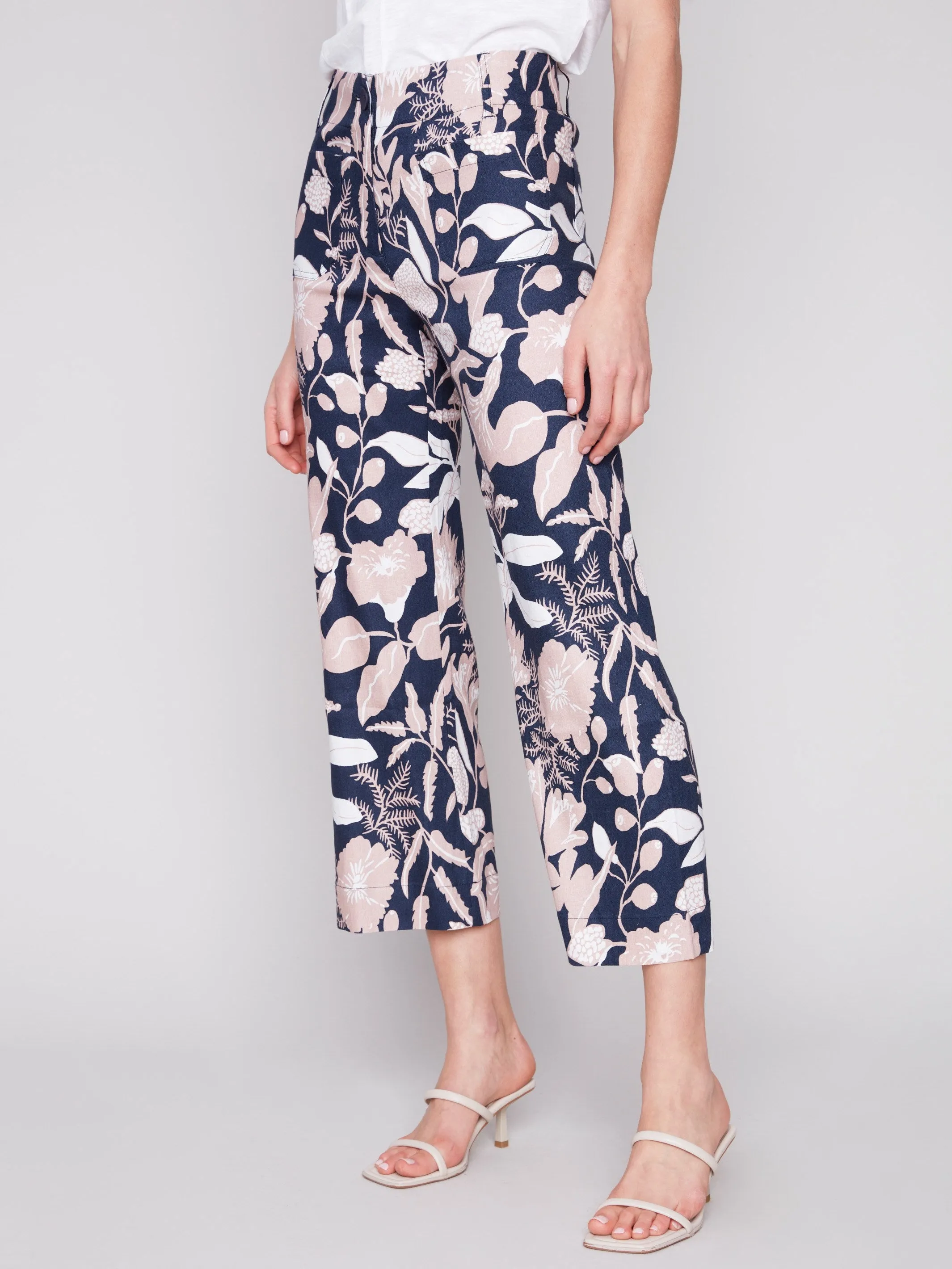 Printed Cropped Linen Blend Pants - Flourish sold by Charlie B product image thumbnail 2
