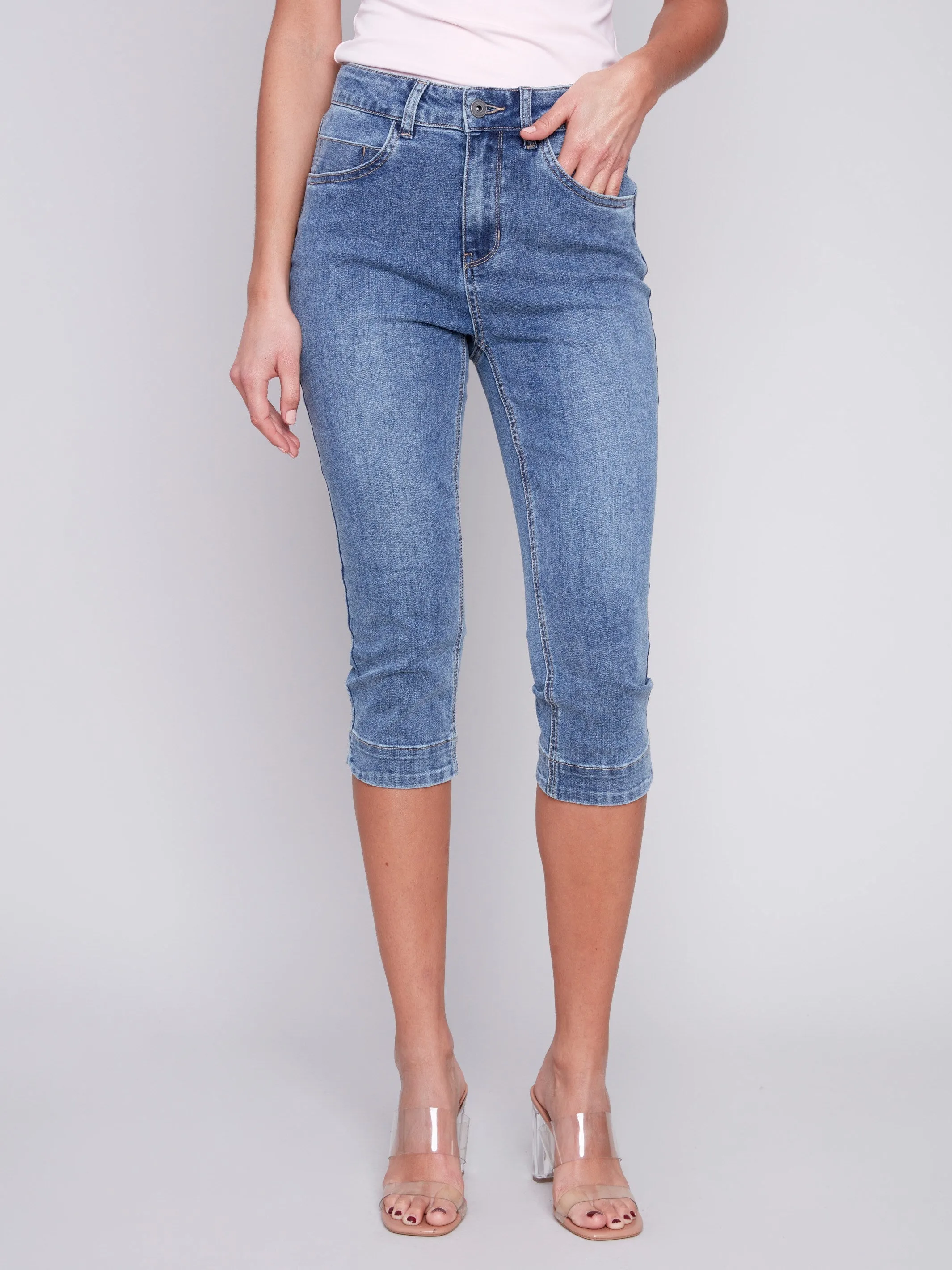Knee High Capri Jeans - Medium Blue sold by Charlie B product image thumbnail 2