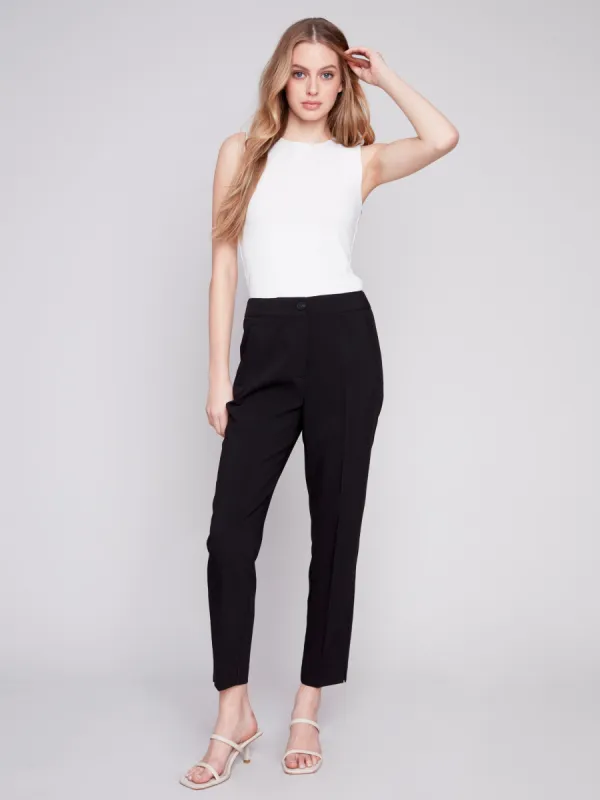 Side Slit Tapered Pants - Black made by Charlie B