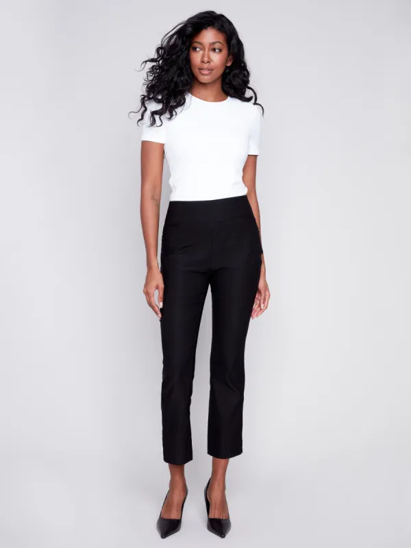 Capri Pants with Hem Slit - Black sold by Charlie B