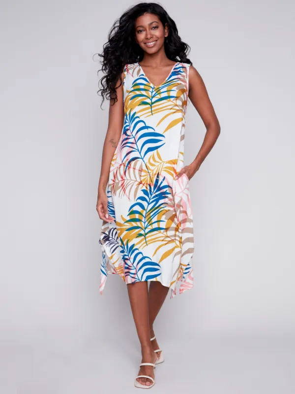 Printed Sleeveless Midi Dress - Leaf sold by Charlie B