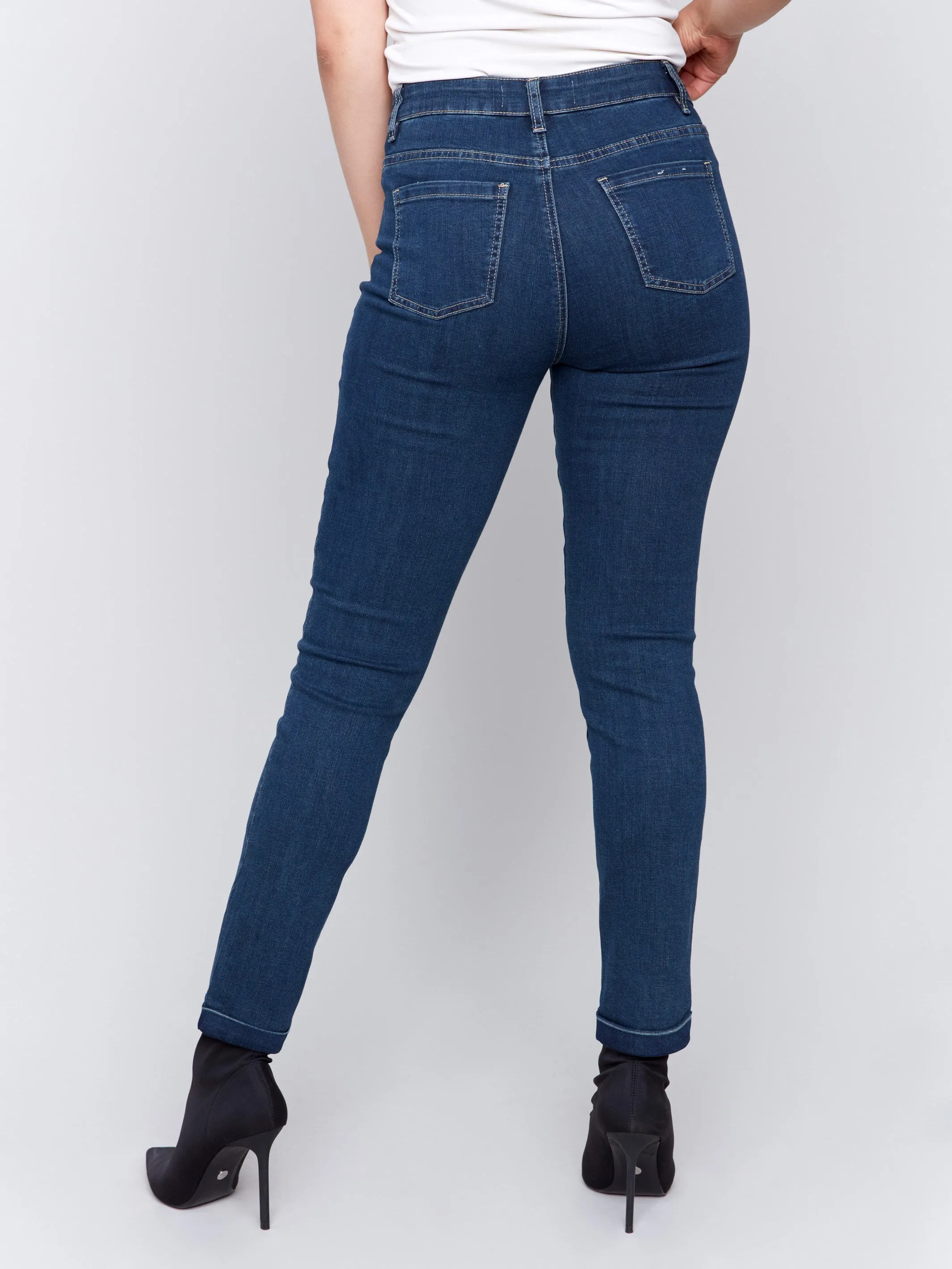 Cuffed Hem Jeans - Dark Blue sold by Charlie B product image thumbnail 5