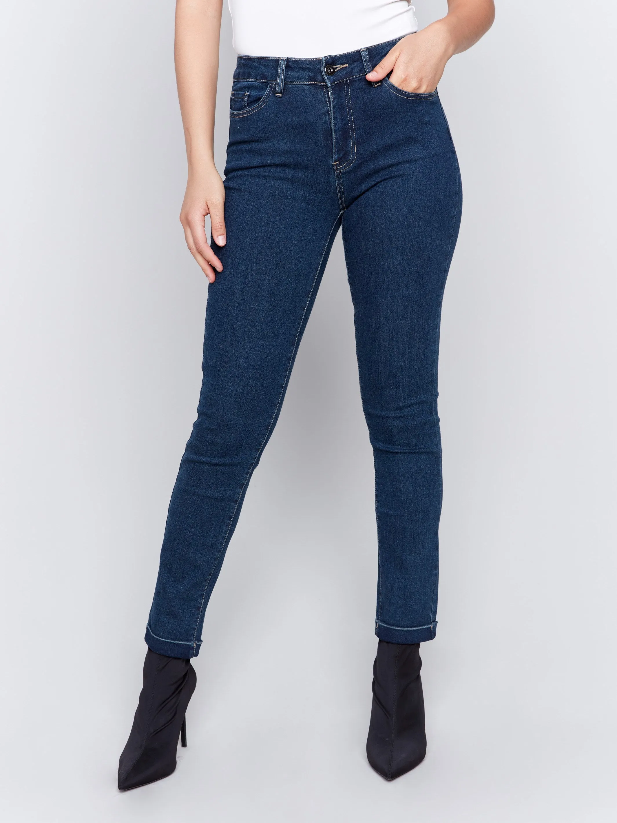 Cuffed Hem Jeans - Dark Blue sold by Charlie B product image thumbnail 2