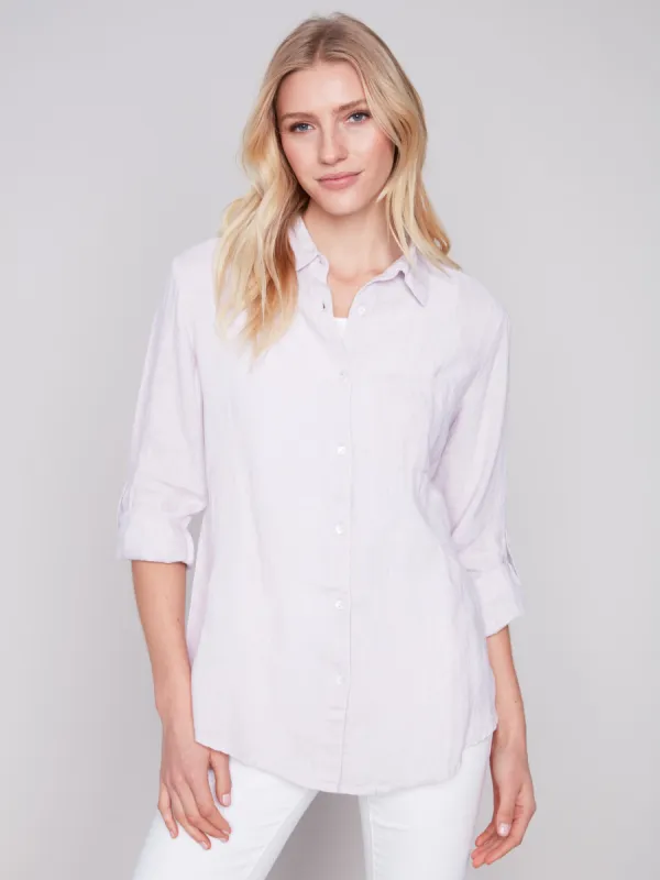 Long Linen Shirt - Lavender sold by Charlie B