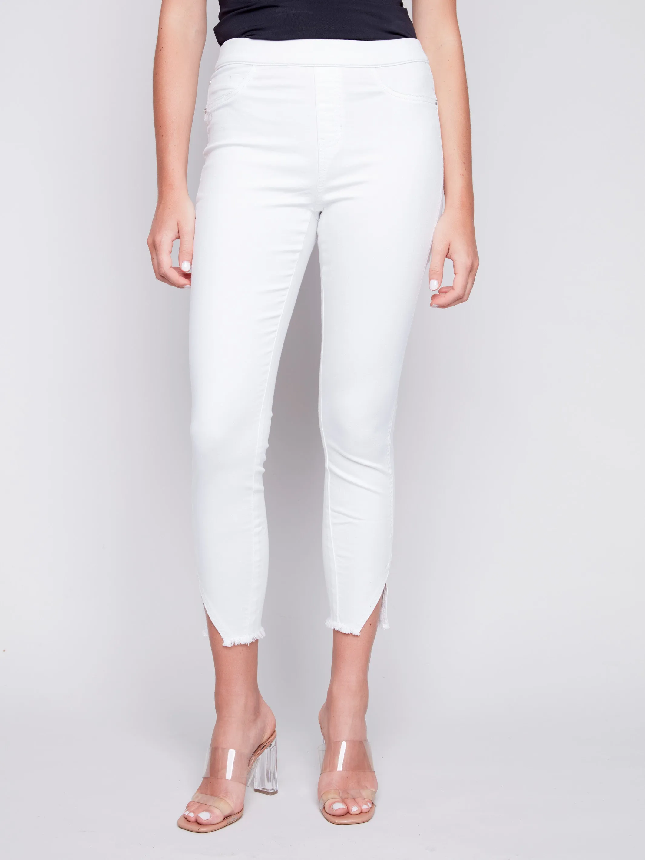 Pull-On Twill Pants with Split Hem - White sold by Charlie B product image thumbnail 4