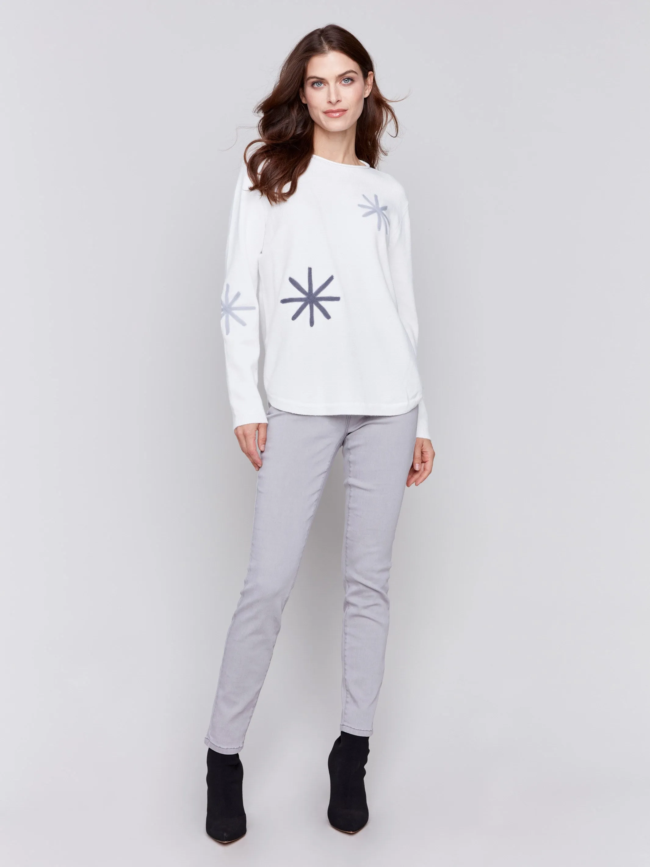 Embroidered Snowflake Sweater - Ecru sold by Charlie B product image thumbnail 5