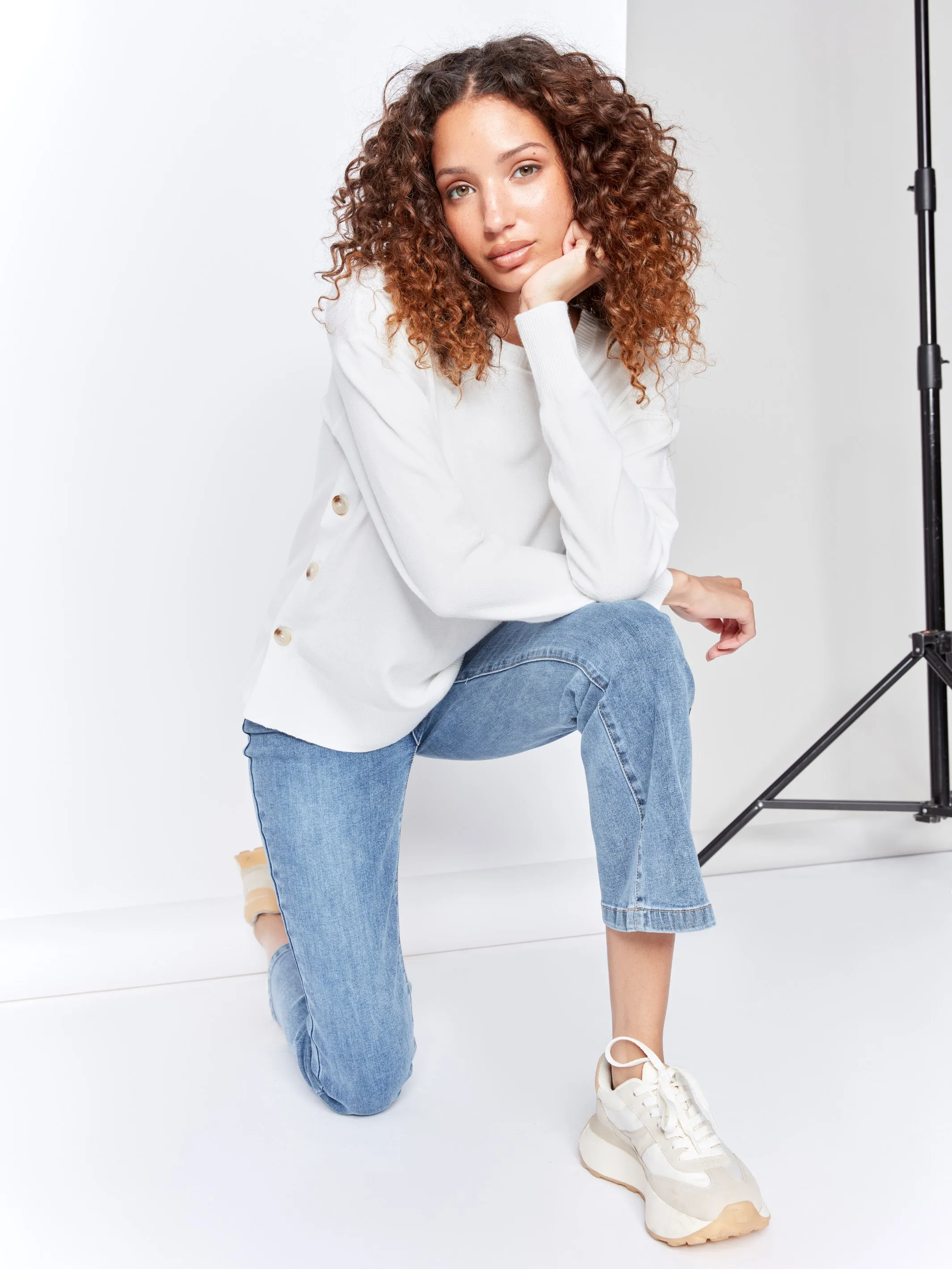 Sweater with Side Buttons - Cream sold by Charlie B product image thumbnail 5