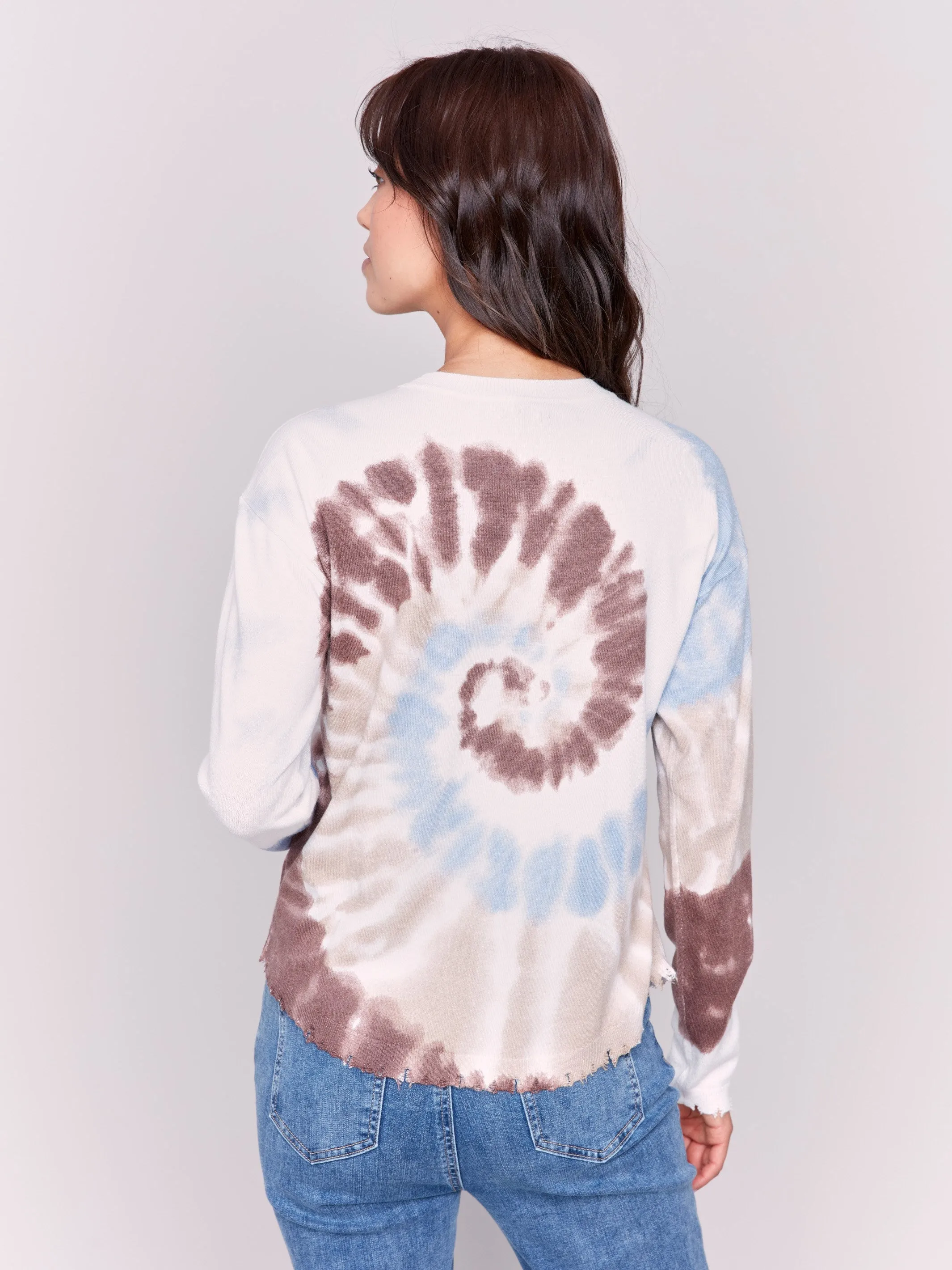 Printed Frayed Edge Round Hem Sweater - Frost sold by Charlie B product image thumbnail 4