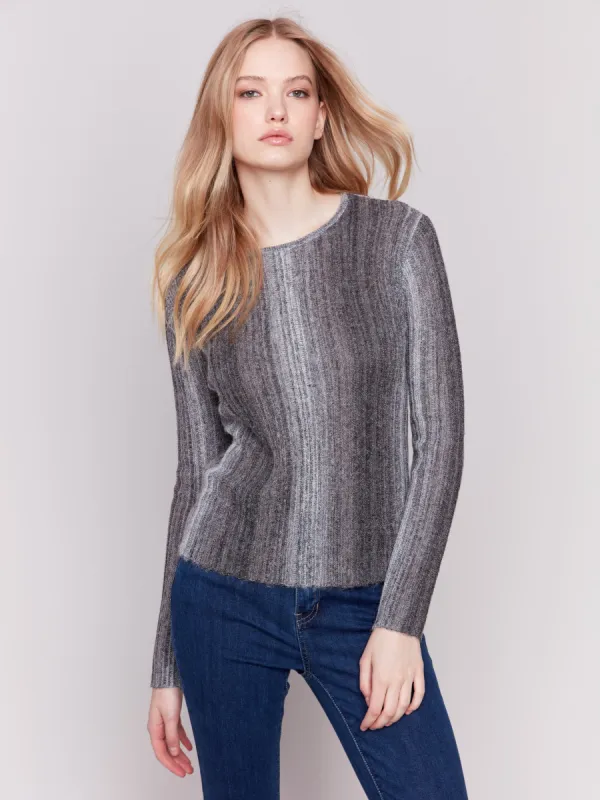 Lightweight Space Dye Yarn Sweater - Charcoal sold by Charlie B