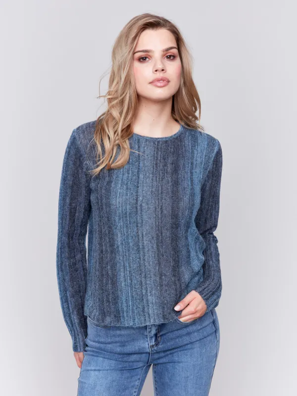 Lightweight Space Dye Yarn Sweater - Denim sold by Charlie B