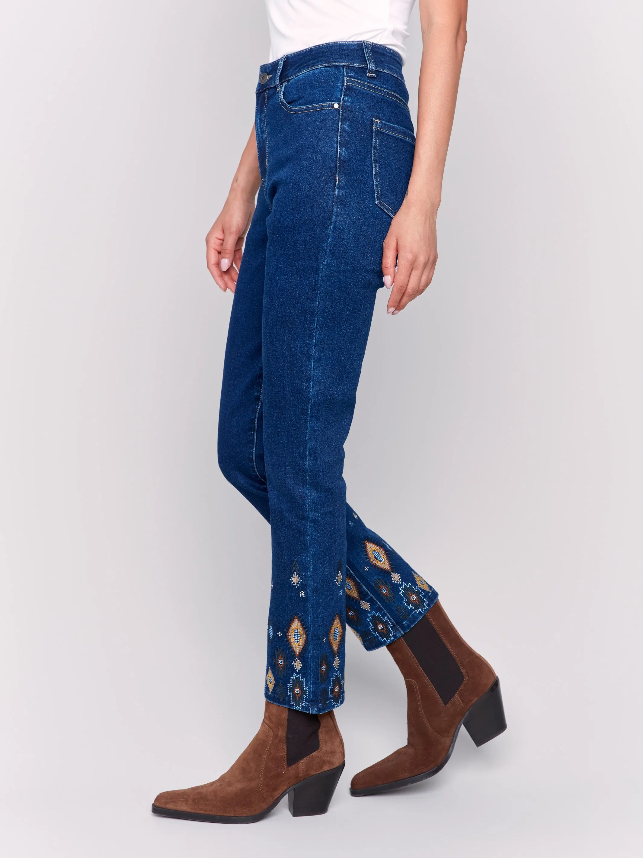 Slim Fit Jeans with Beaded Hem - Indigo sold by Charlie B product image thumbnail 3