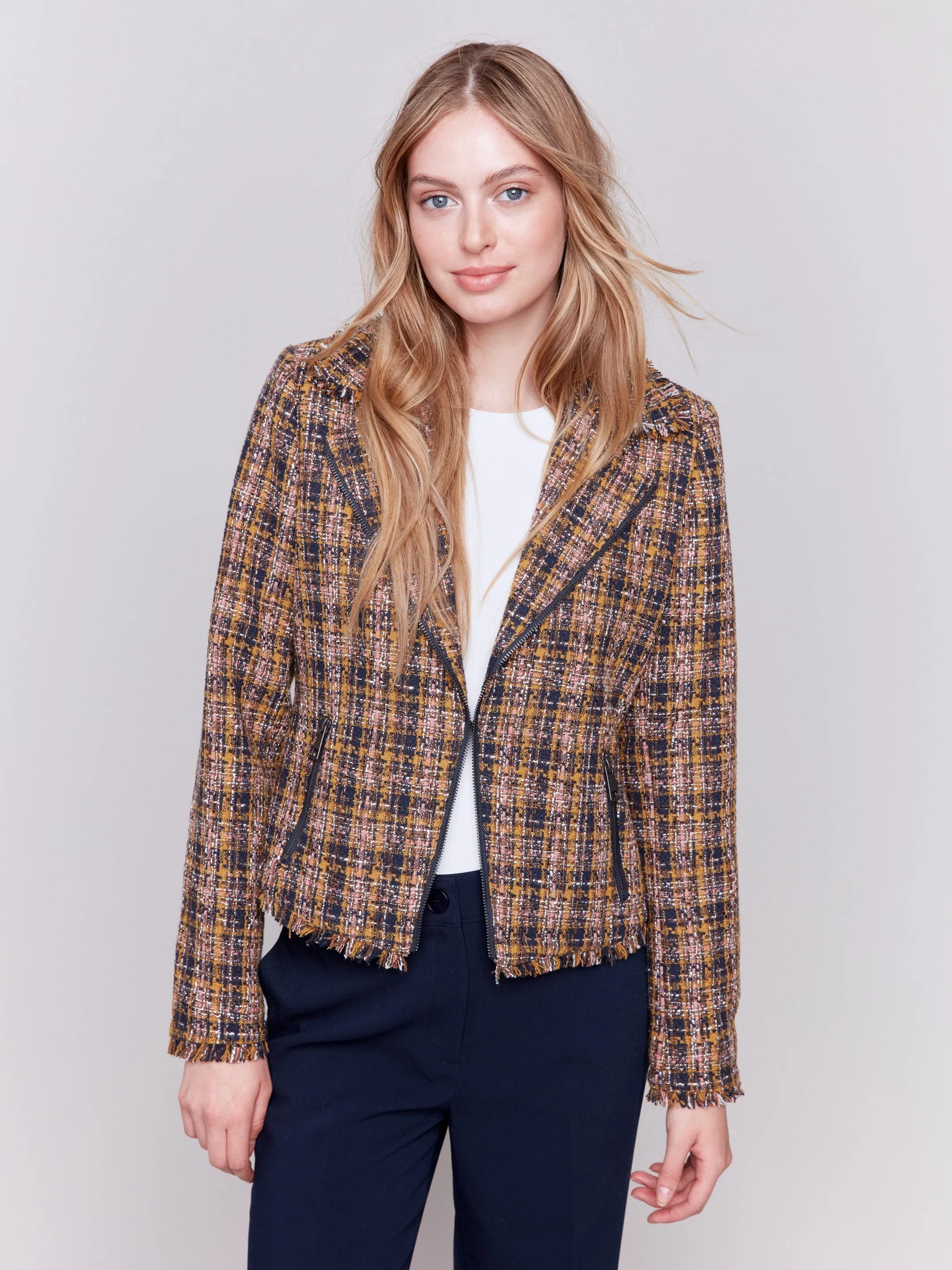 Tweed Perfecto Jacket - Navy sold by Charlie B product image thumbnail 3
