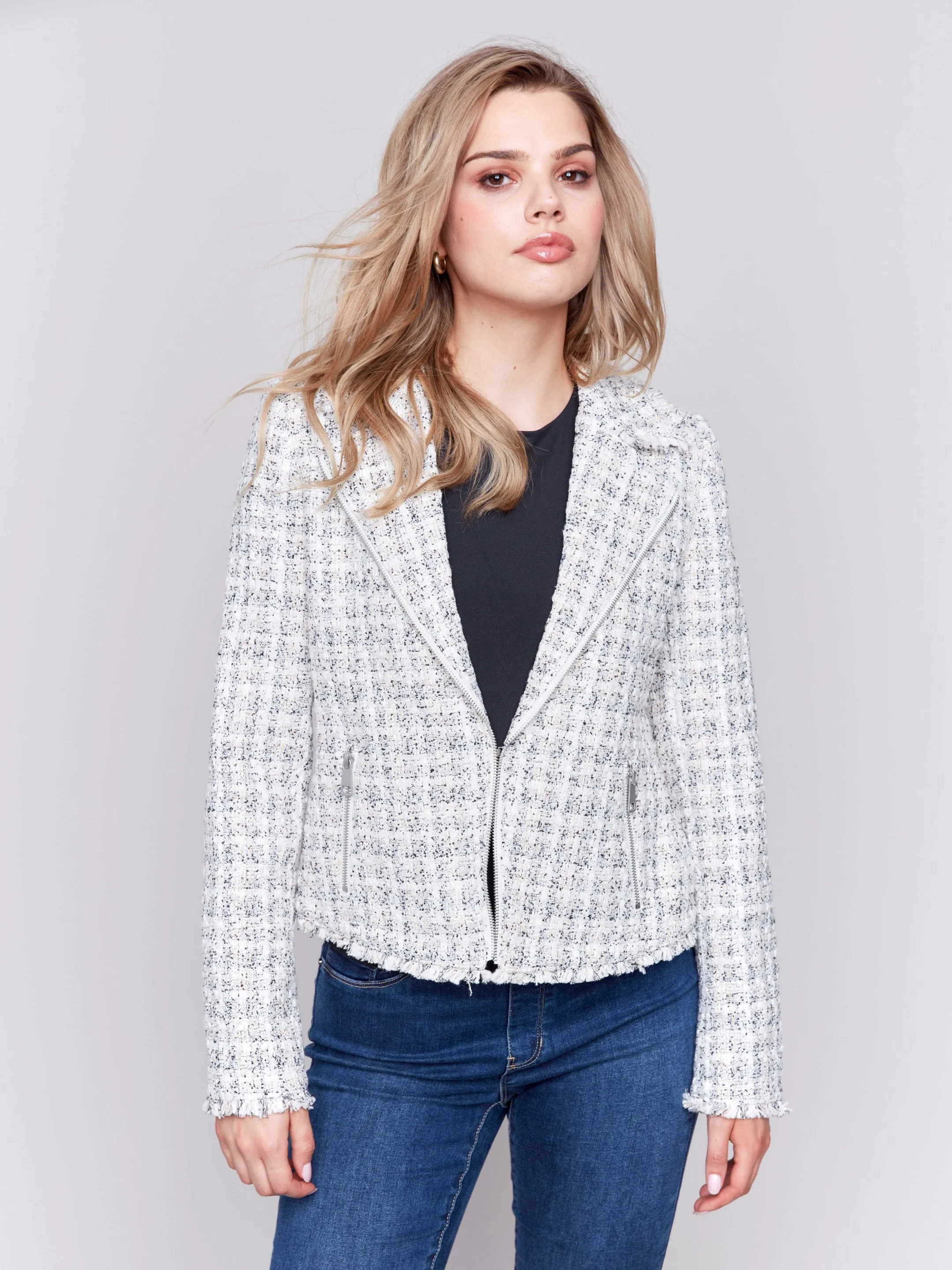 Tweed Perfecto Jacket - White sold by Charlie B product image thumbnail 4