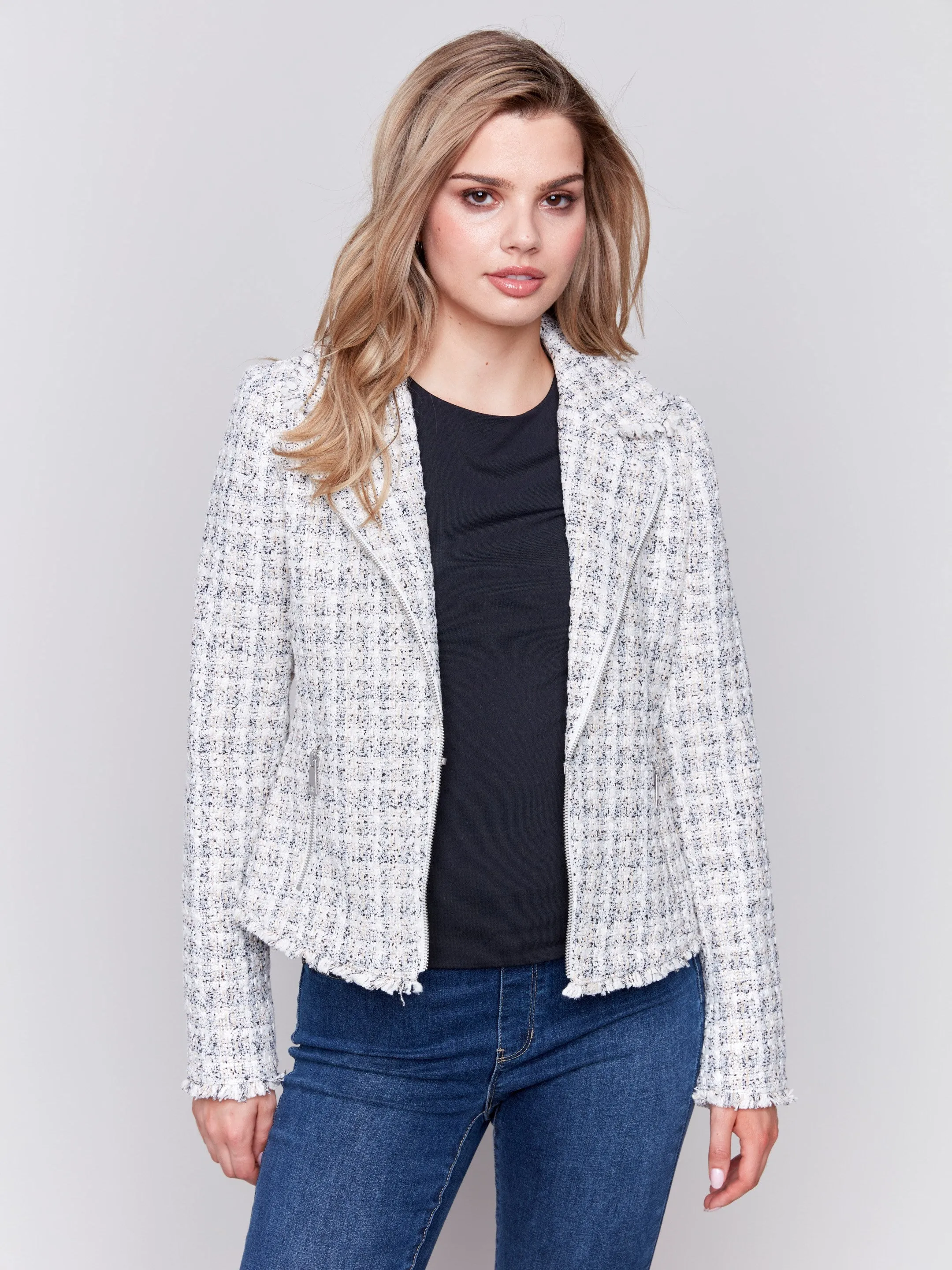 Tweed Perfecto Jacket - White sold by Charlie B product image thumbnail 3