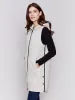 Long Quilted Puffer Vest with Hood - Almond sold by Charlie B