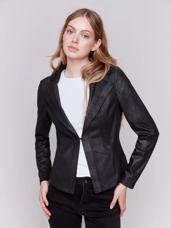 Vintage Faux Leather Motorcycle Jacket - Black sold by Charlie B