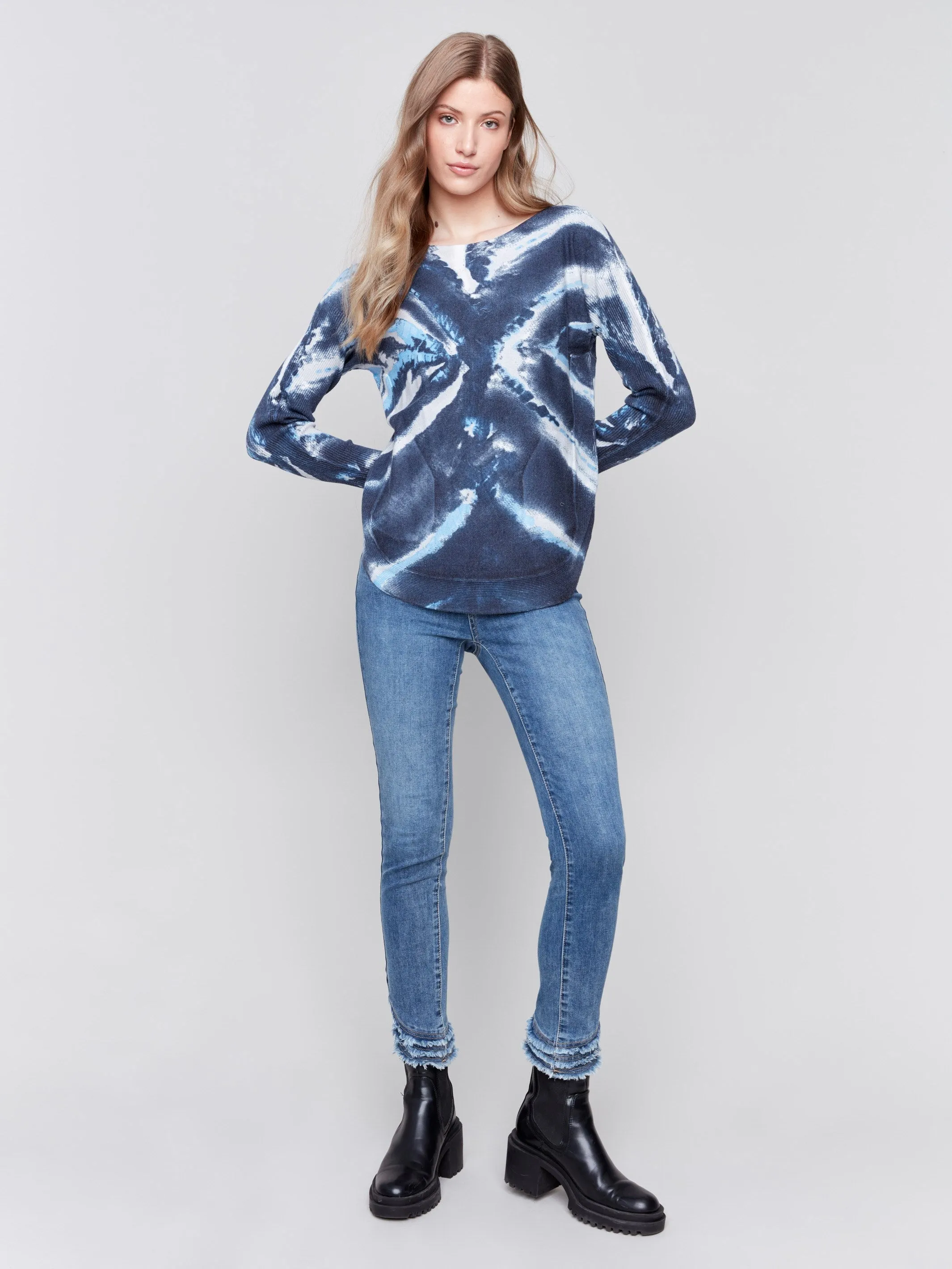 Printed Plush Knit Sweater - Storm sold by Charlie B product image thumbnail 2