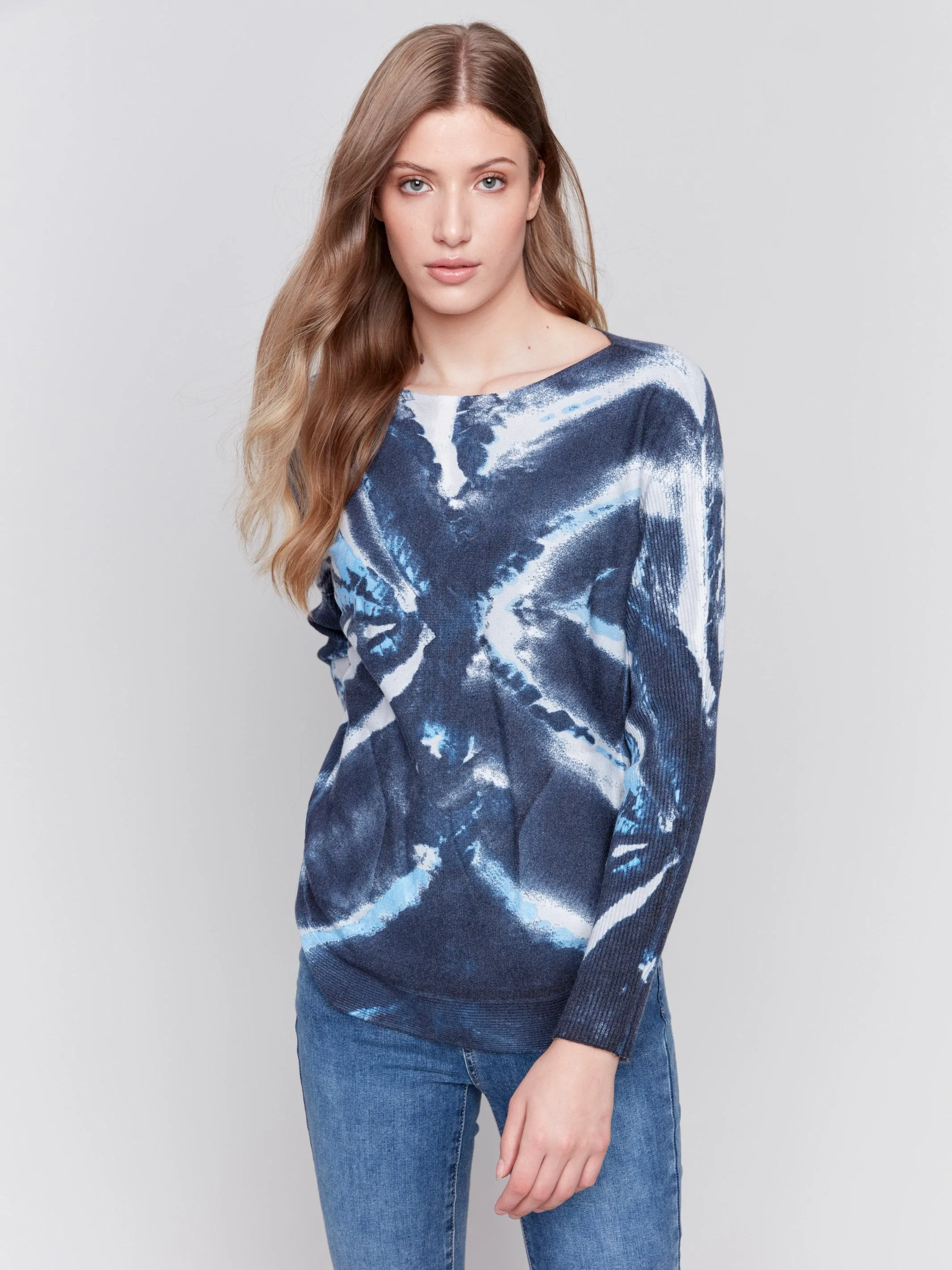 Printed Plush Knit Sweater - Storm sold by Charlie B product image thumbnail 4
