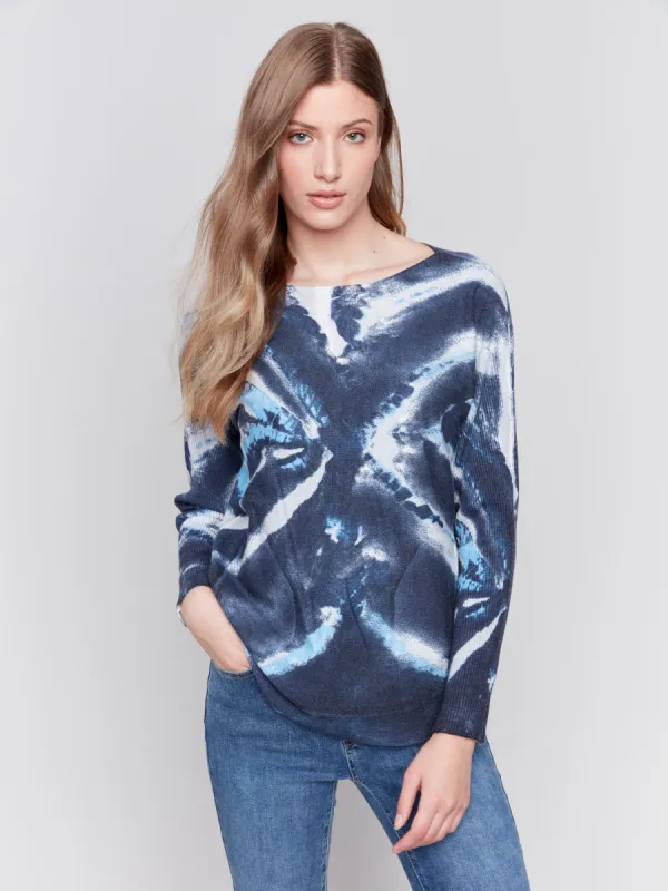 Printed Plush Knit Sweater - Storm sold by Charlie B