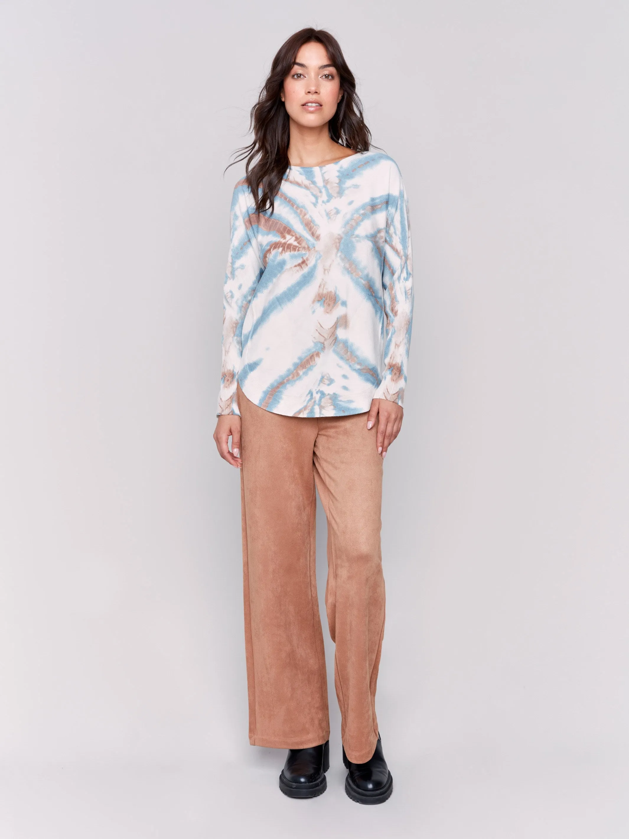 Printed Plush Knit Sweater - Steel sold by Charlie B product image thumbnail 5